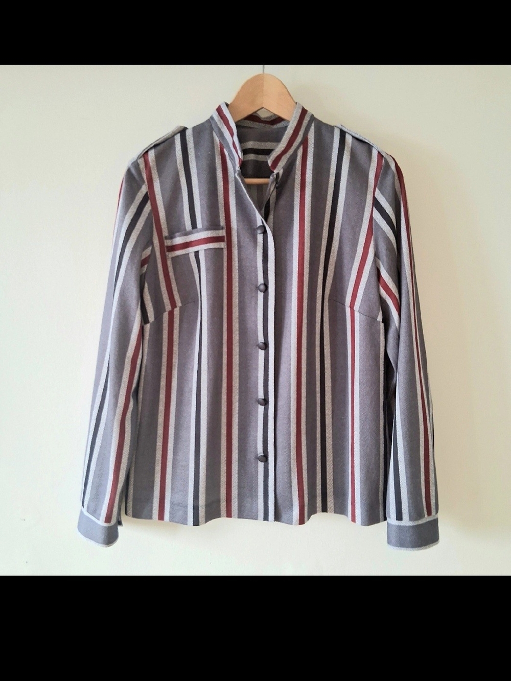 Band Collar Shirt, Women Sz M